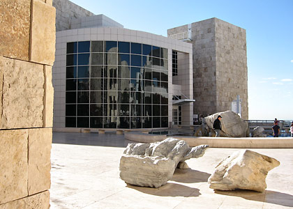 fountain and building at the Getty Center, Brentwood, Los  Angeles