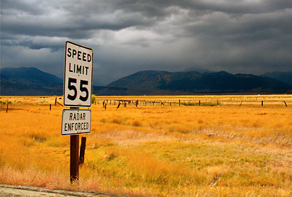 road sign at Highway 395