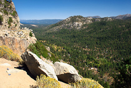 view of El Dorado National Forest from a vantage point along Highway 50