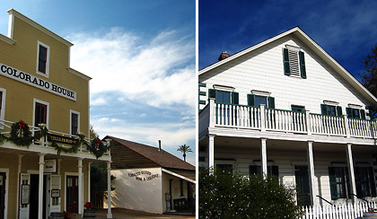 restored homes and shops at Old Town State Historical Park, Mission Valley
