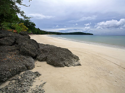another view of the coral rocks in front of Rosal Beach Resort, Gumasa Beach