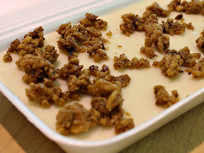Tibok-tibok or carabao's milk pudding with latik topping